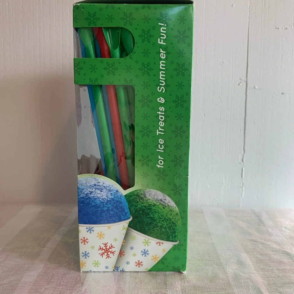 New Snow Cone Cups and Straws Time for Treats Shaved Ice